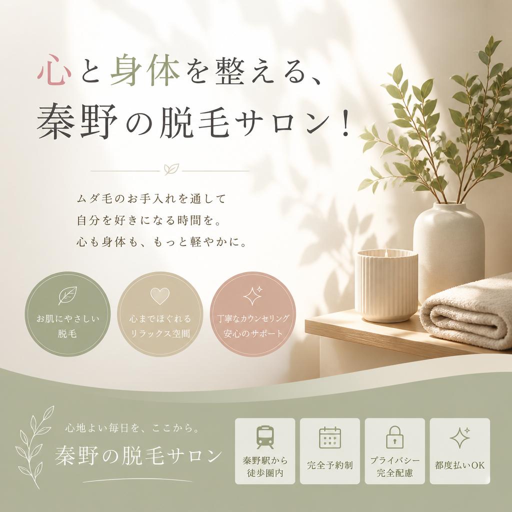 心と身体を整える、秦野の脱毛サロン！