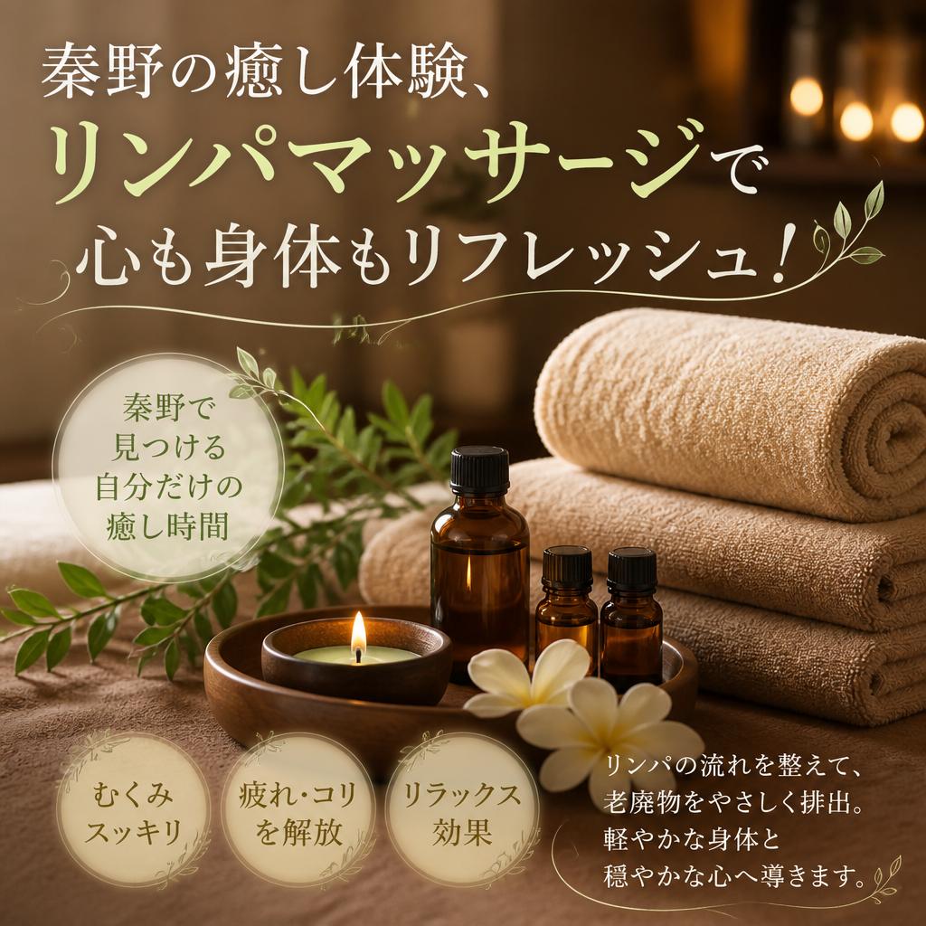 秦野の癒し体験、リンパマッサージで心も身体もリフレッシュ！