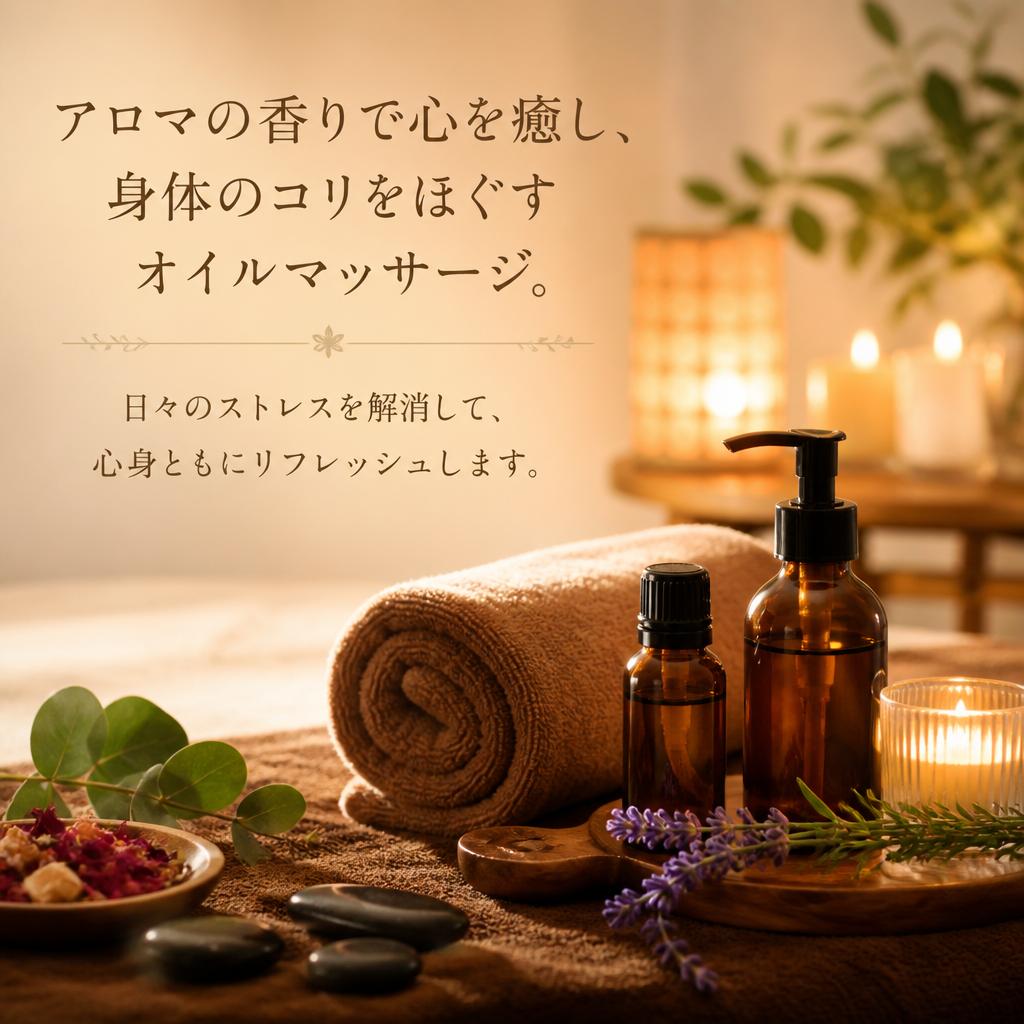 2. ストレス解消！<br>オイルマッサージの魅力