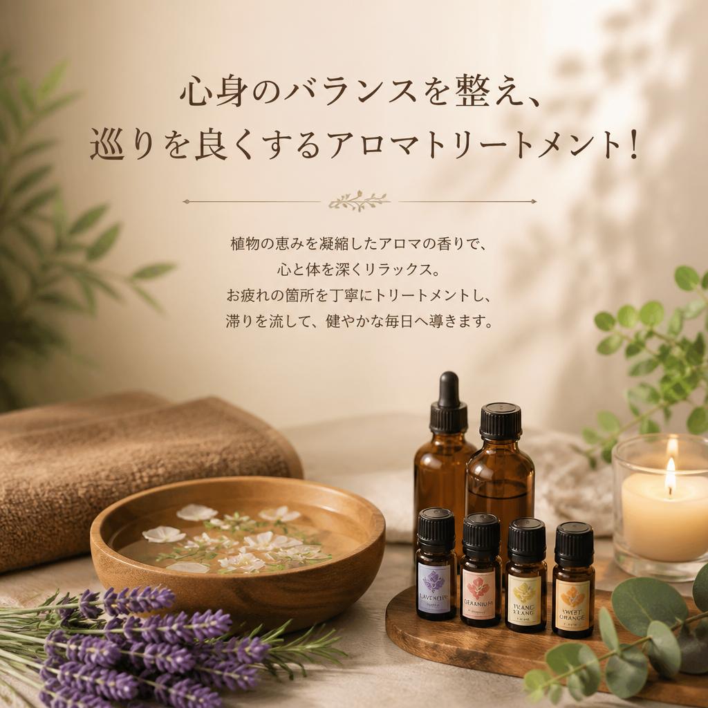 心身のバランスを整え、巡りを良くするアロマトリートメント！
