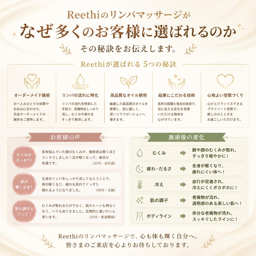 Reethiのリンパマッサージが選ばれる理由